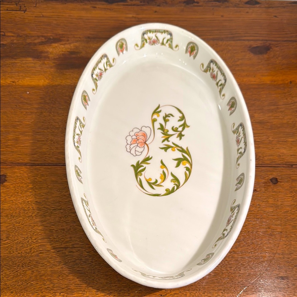 Floral French Porcelain Le Faune  Oval Ceramic Dish